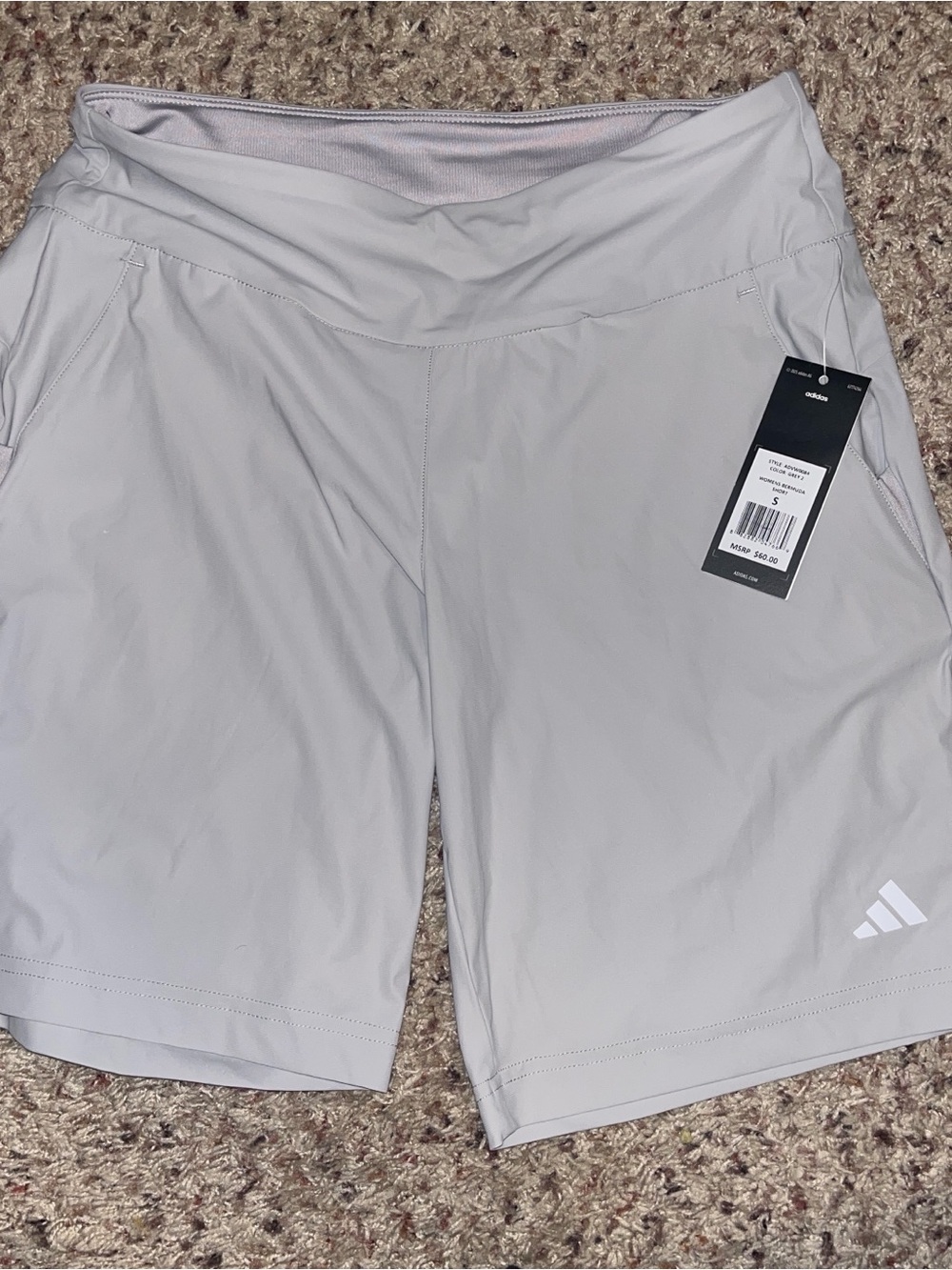 Adidas light gray athletic shorts small NWT